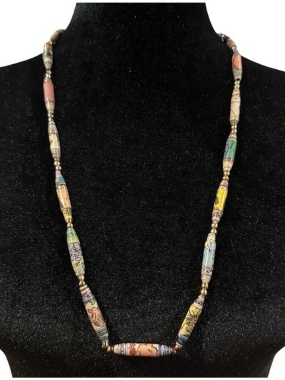 Vintage Necklace Rolled Comic Strip Beads Garfield Dennis the Menace